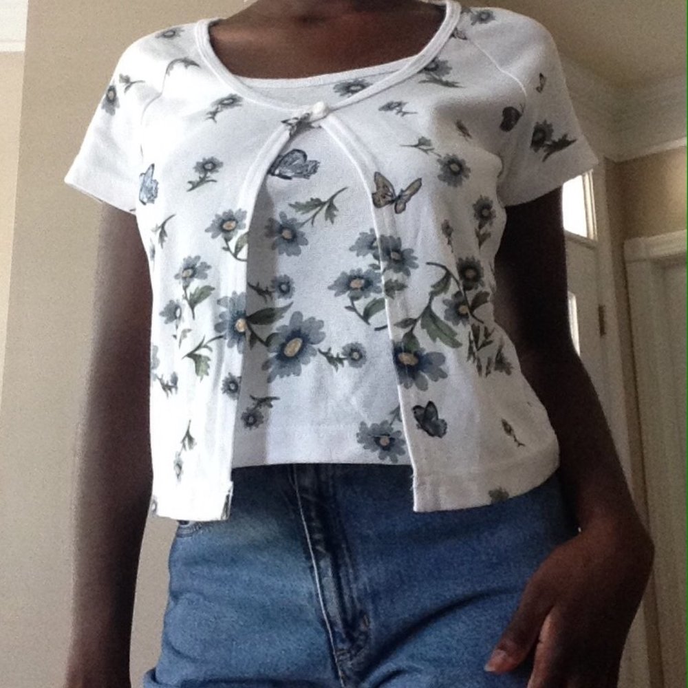aesthetic floral cardigan top
